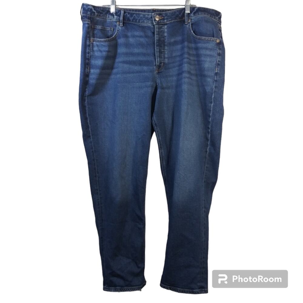 American Eagle Blue Stretch Tomgirl Button Fly Jeans Long Size 20 L